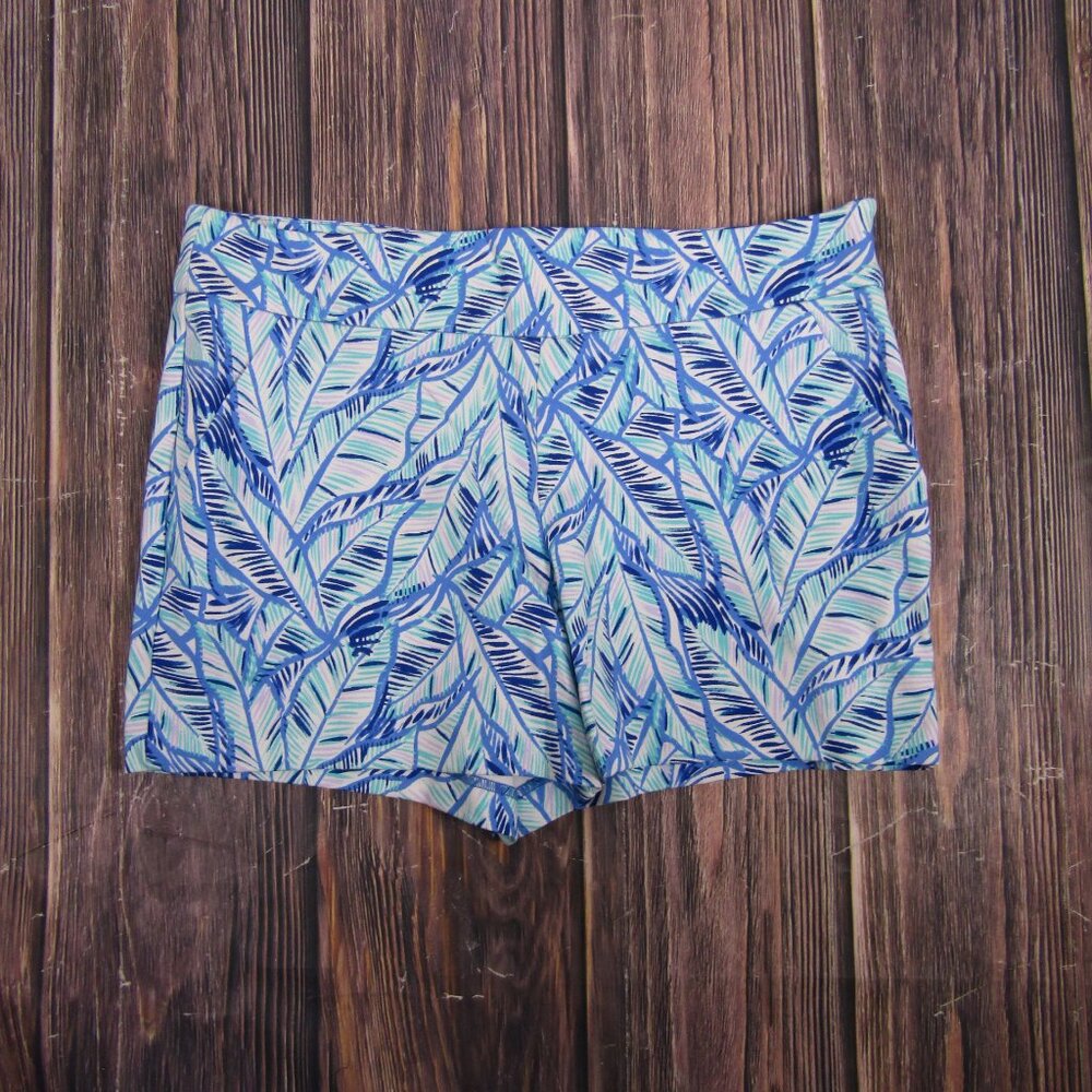 Lilly Pulitzer Blue and Purple Leaf Print Shorts - Picture 2 of 7